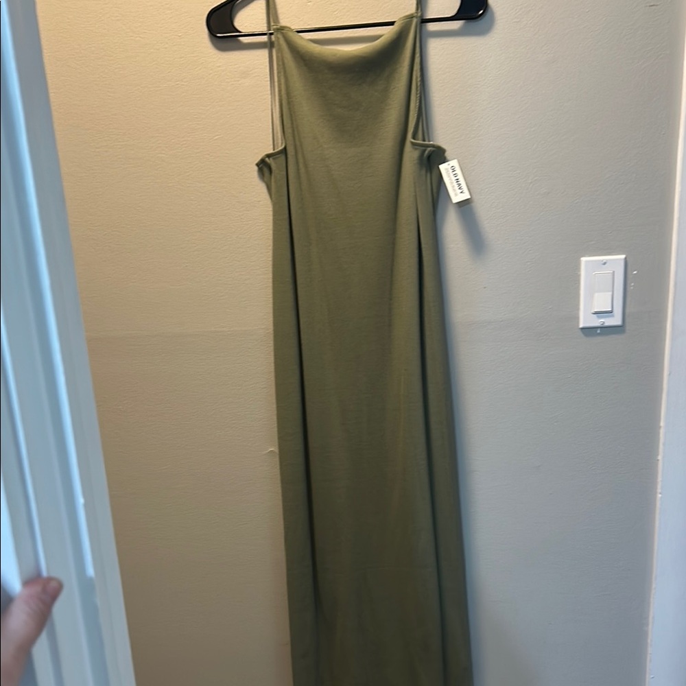 Old Navy Green Sheath Midi Dress Sleeveless Spaghetti Strap
